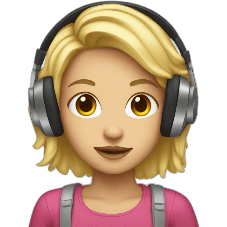 blonde girl wearing headphones emoji