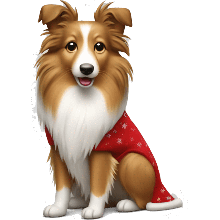 Shetland sheepdog with Christmas skirt  emoji