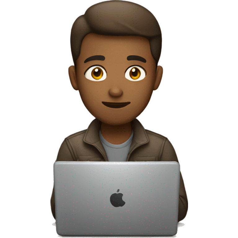 Man developer working on laptop light brown skin emoji