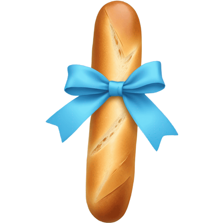 Baguette with light blue bow emoji