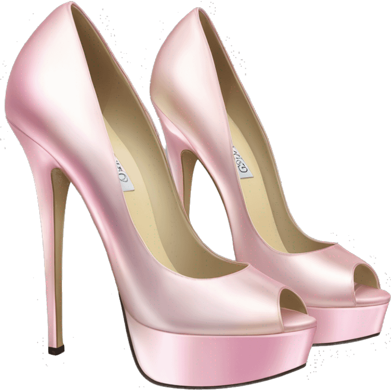 Realistic isolated top view of a pair of light pink iridescent jimmy Choo stiletto high heel shoes. emoji