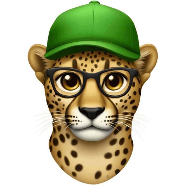 cheeta with green hat, brown-lens glasses emoji