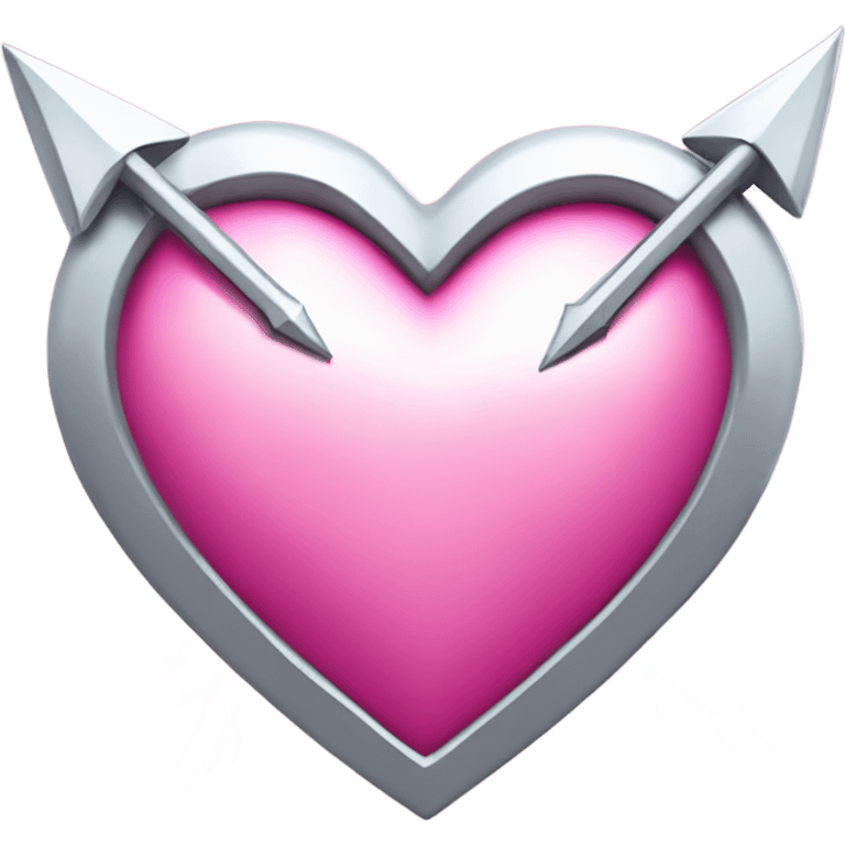 Silver Bow with pink arrow shot through heart with a white lightning bolt emoji