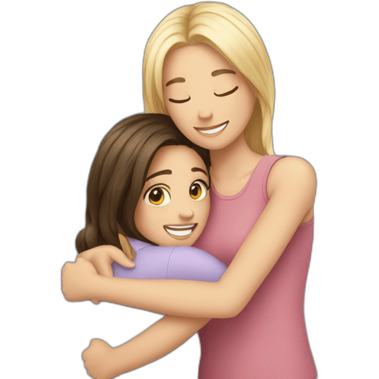 2 european friends girls hug emoji