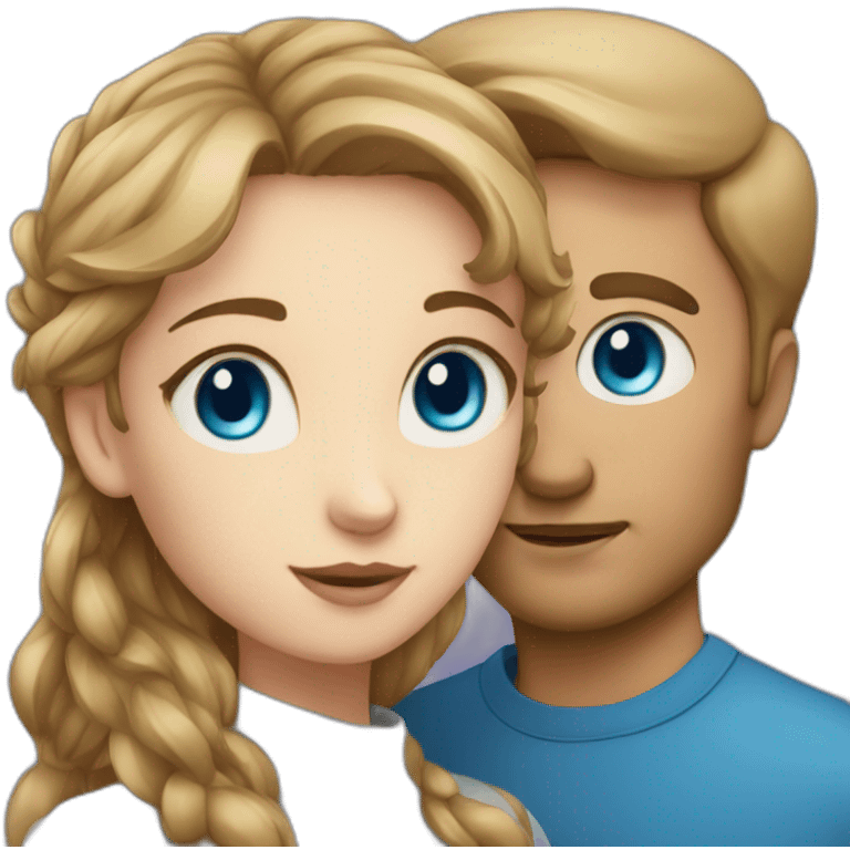 Girl with blue eyes and man and cat emoji