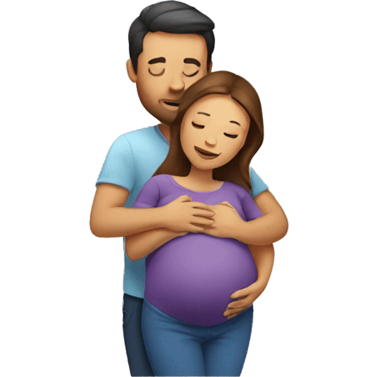 Man hugging pregnant woman emoji