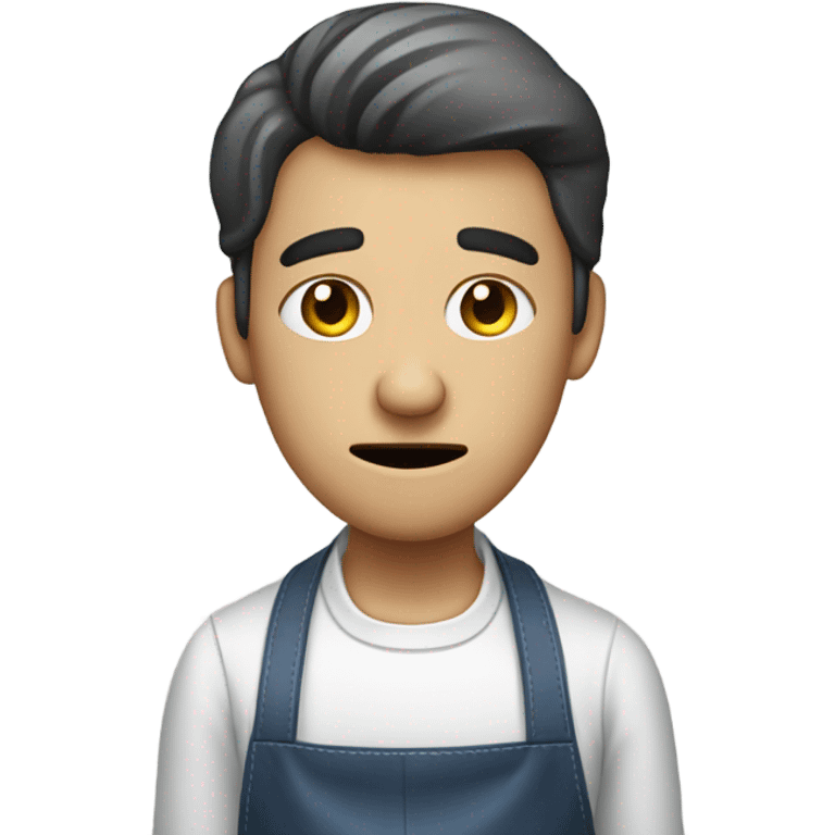 person wearing apron looking at phone facepalming emoji