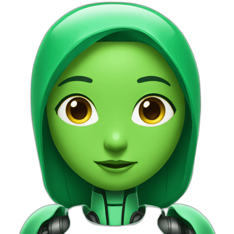 a green robot girl emoji