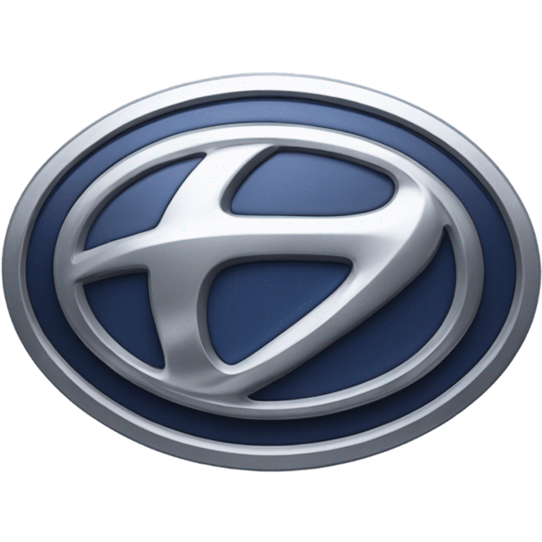 A highly detailed image of a Hyundai car emblem, stylized italicized letter “H” enclosed in an oval shape emoji