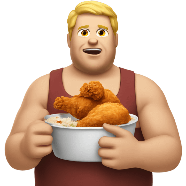 White fat dude eating fried chicken emoji