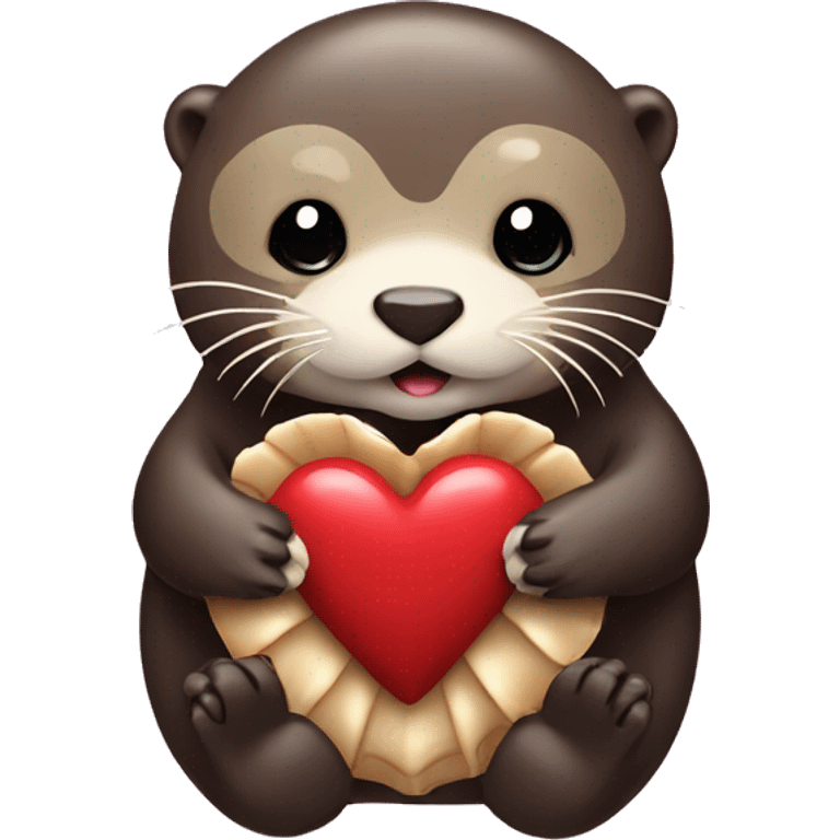 Sea otter holding a heart shell emoji