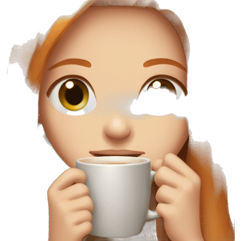 Aesthetic Ginger girl straight thick hair coffee emoji