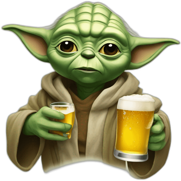 yoda who drink a beer emoji