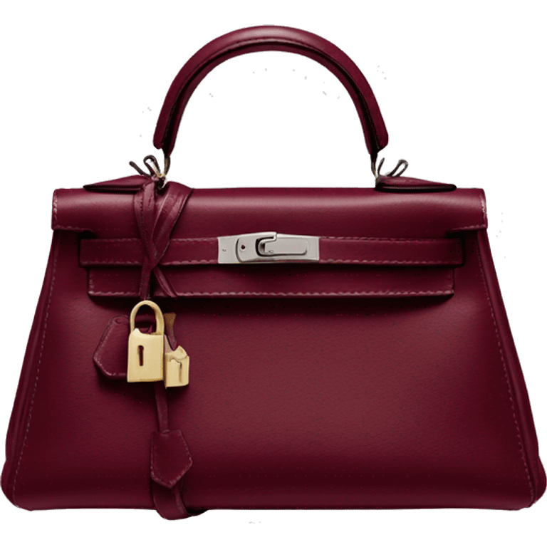 A Hermes mini Kelly bag in burgundy color  emoji