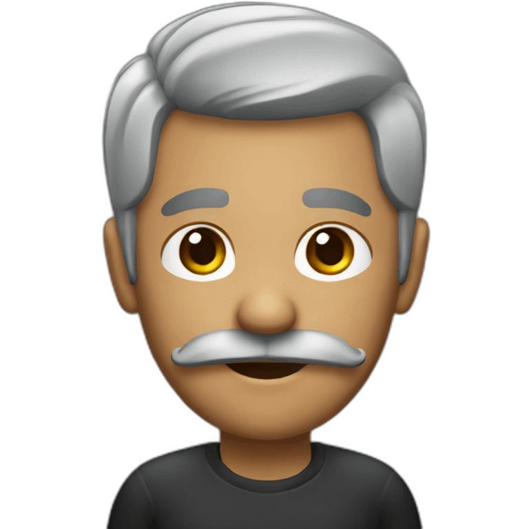 black with some gray hair software developer with black moustache emoji