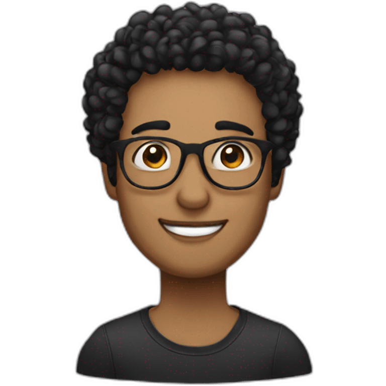 haker with glasses and black curly hair emoji