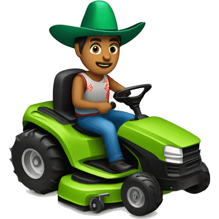 Mexican man with sombrero on a lawnmower emoji