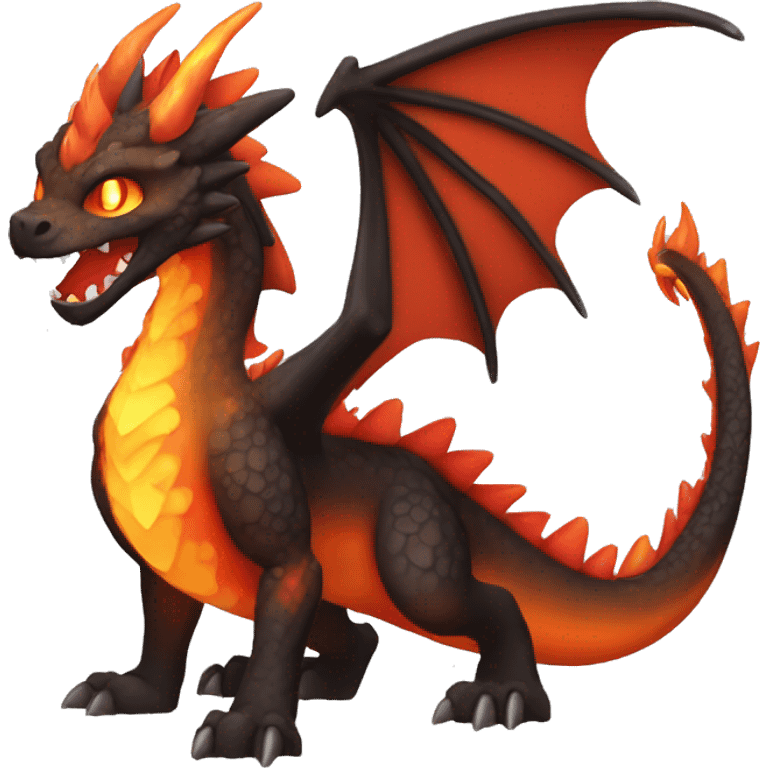  Legendary Cool Brown-Black-Red-Orange-gradient Magma-Lava-Volcano-Dragon-Fakemon full body emoji