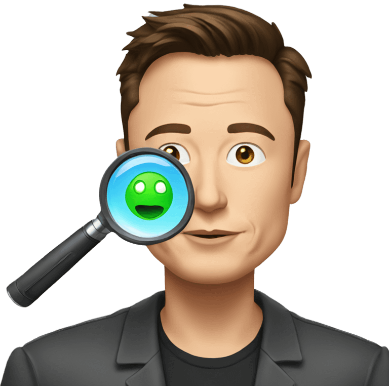 Elon musk magnifying  emoji