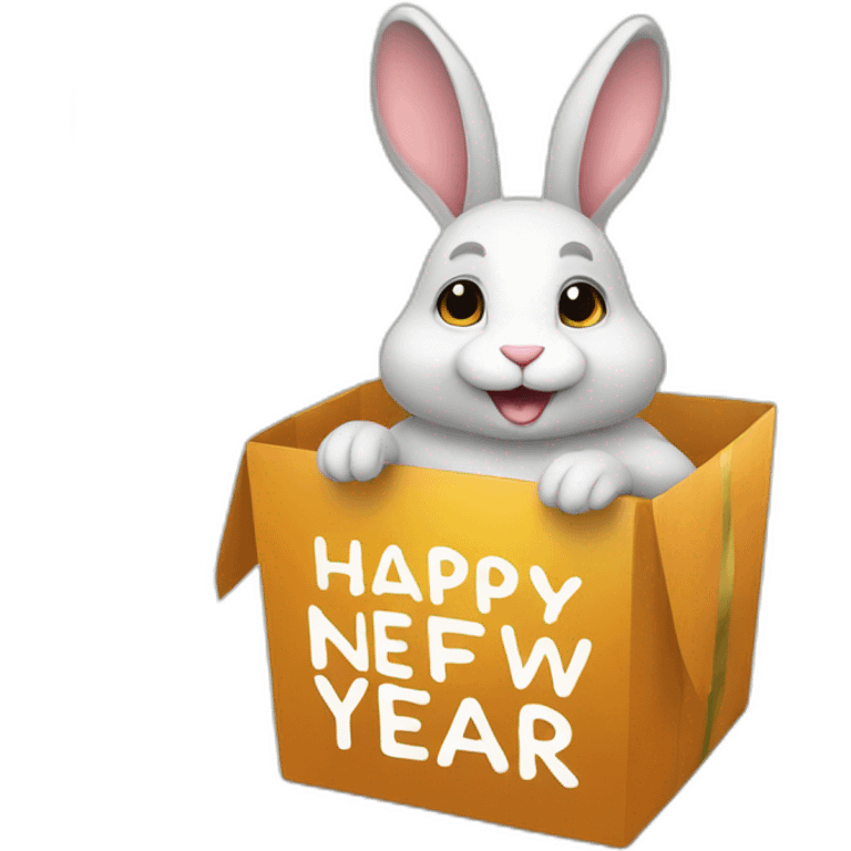 Rabbit with happy new year sign emoji