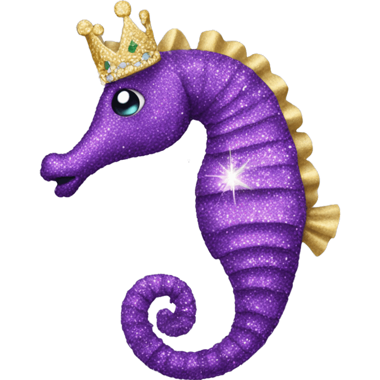 purple sparkly seahorse with a tiara  emoji