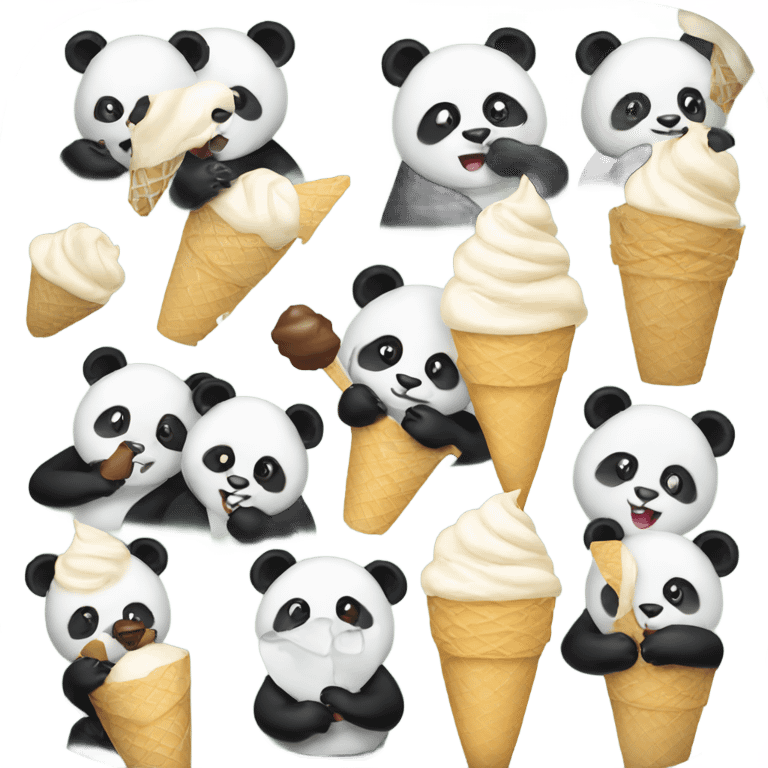 Panda eating ice cream emoji