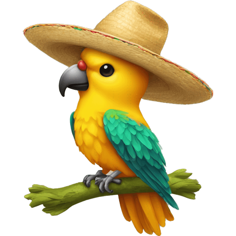 perroquet avec un chapeau mexicain emoji