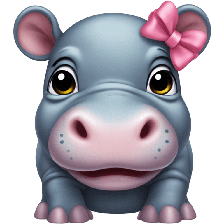 baby hippo wearing bow on head  emoji