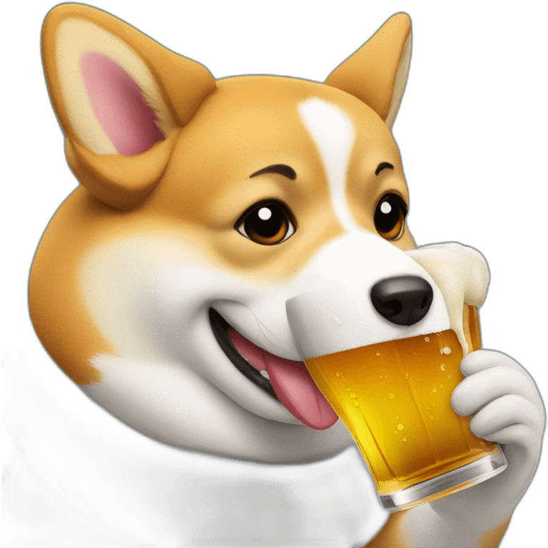 corgie drinking a beer emoji