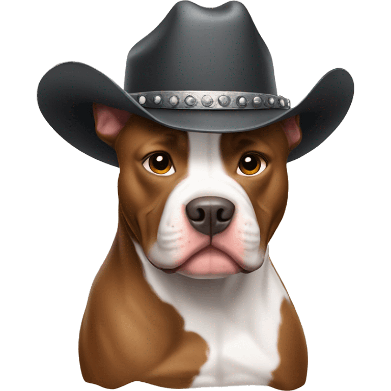 Pitbull wearing a cowboy hat emoji