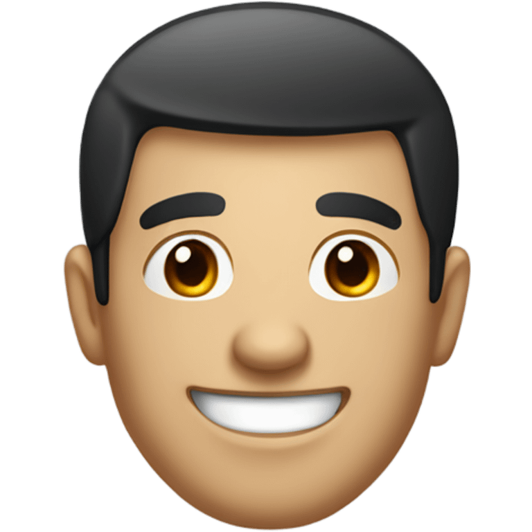 A realistic emoji of a man with a friendly face, short black hair, and a slightly crooked tooth visible when smiling. Neat and clean design. emoji