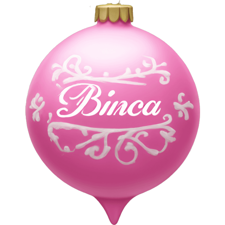 pink ornament with the name bianca on it in cursive emoji