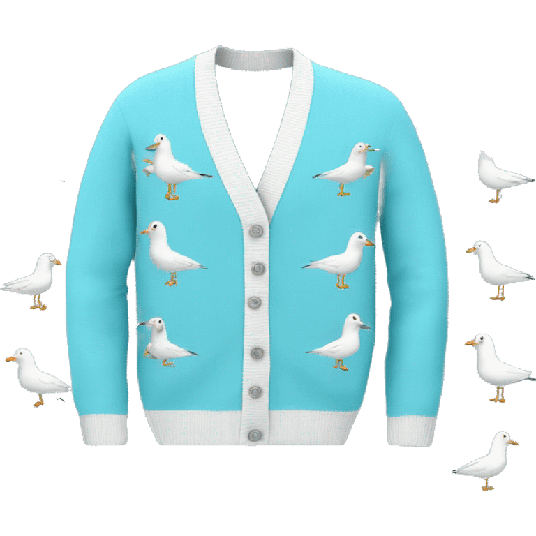 Light blue cardigan with seagulls on both sleeves emoji