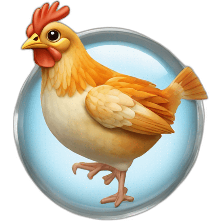 Poisson qui vole avec un poulet au-dessus de la campagne emoji