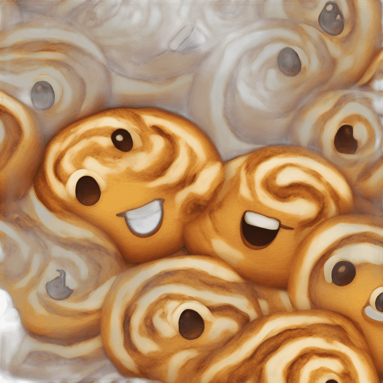 Cinnamon roll with happy face emoji