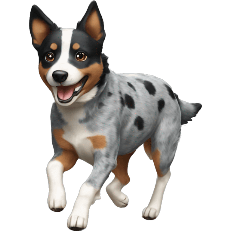 Blue heeler smiling and running emoji