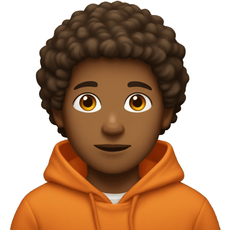 Boy with tan skin and a fluffy orange hoodie emoji