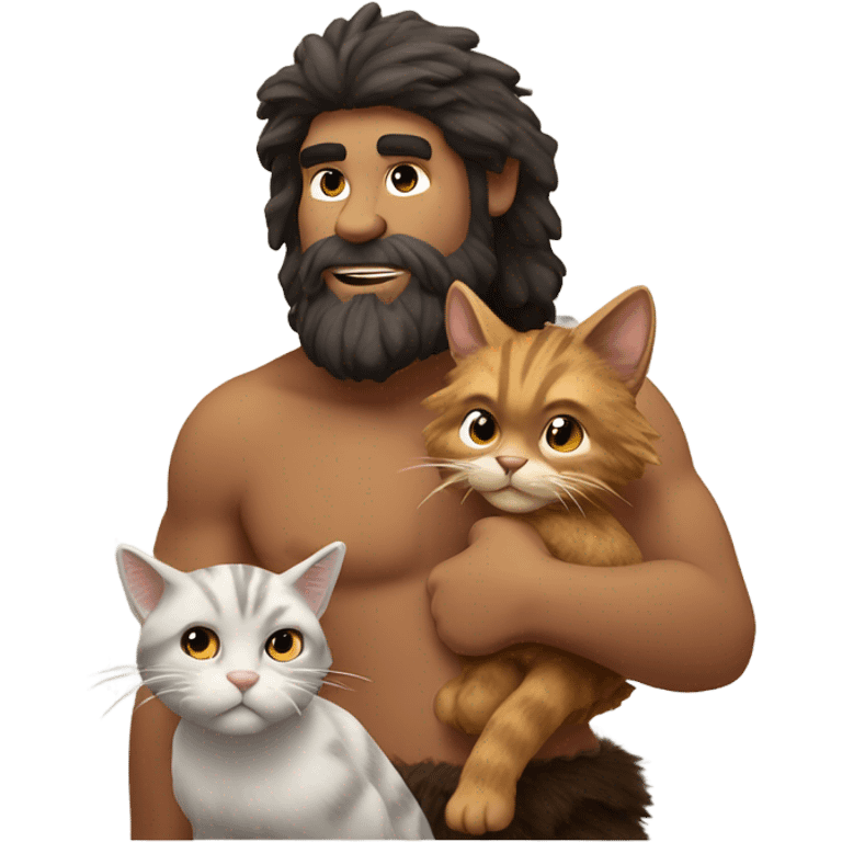 Caveman with cat emoji