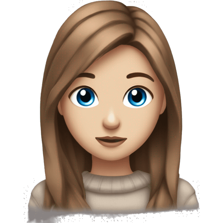 aesthetic girl blue eyes and brown hair  emoji