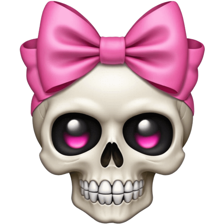 a scull emoji with a bow on emoji