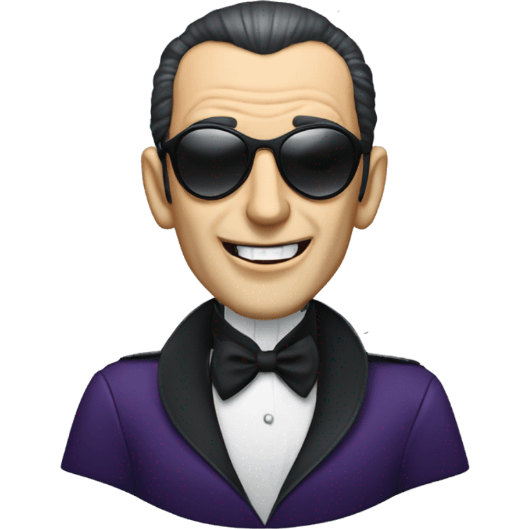 dracula with balding widows peak, with aviator sunglasses, talking on the phone  emoji