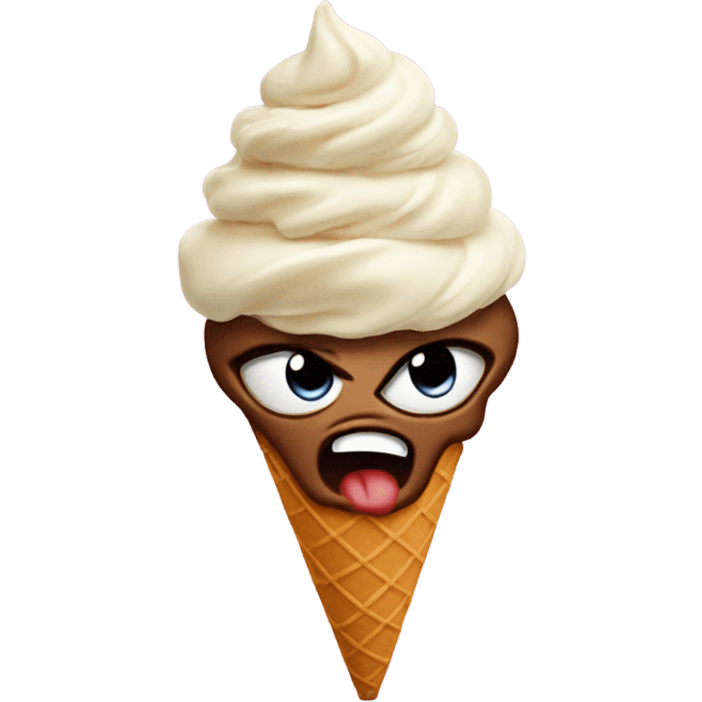 super angry face ice cream cone emoji