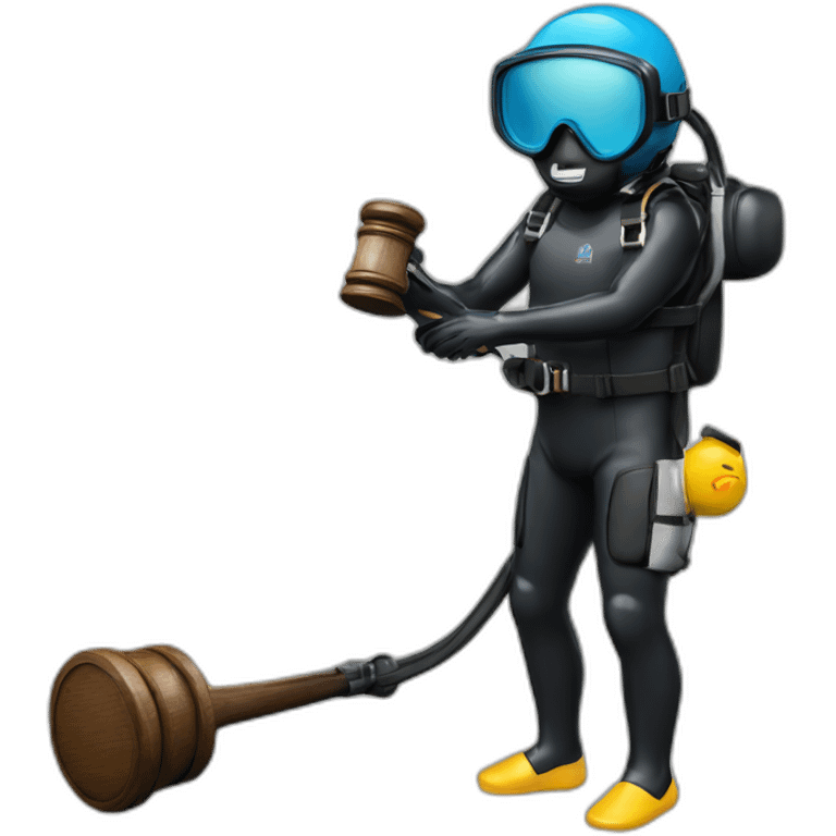 Scuba diving holding gavel emoji