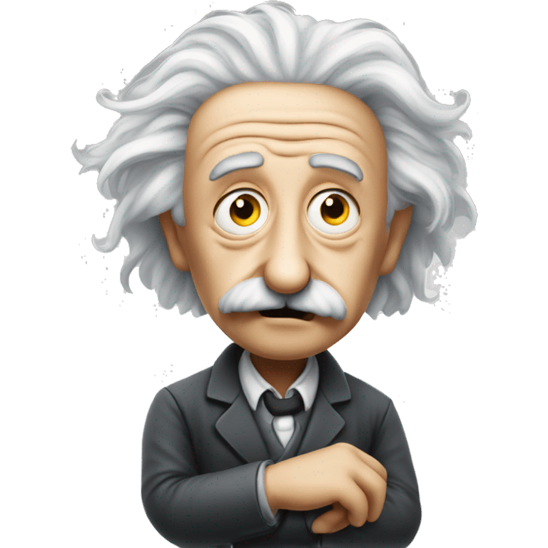 albert einstein with vawing hand emoji