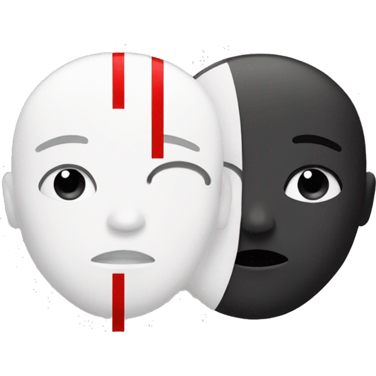 Black  and white divided by red line sad emoji