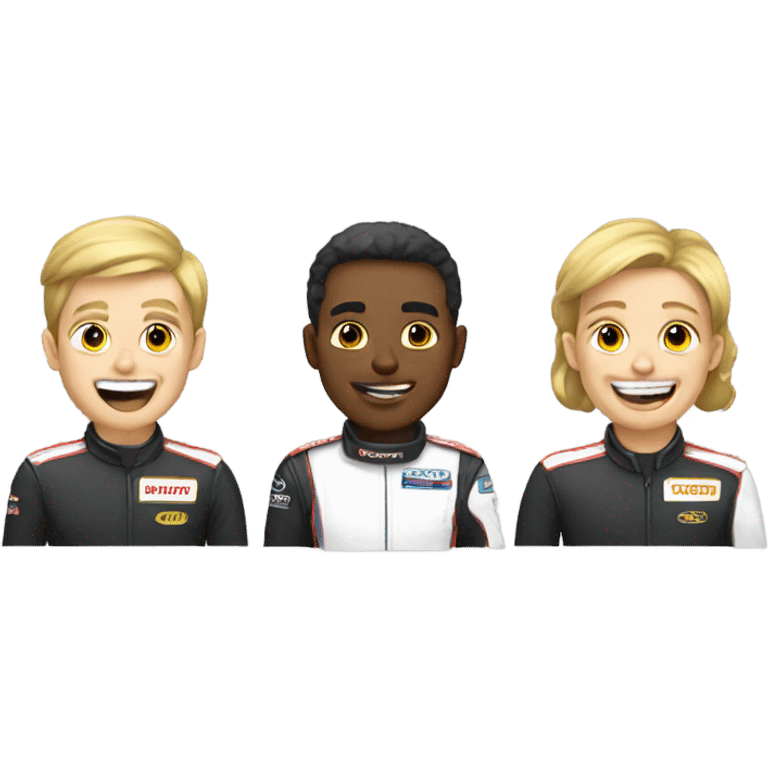 Race car drivers with a gold tooth emoji