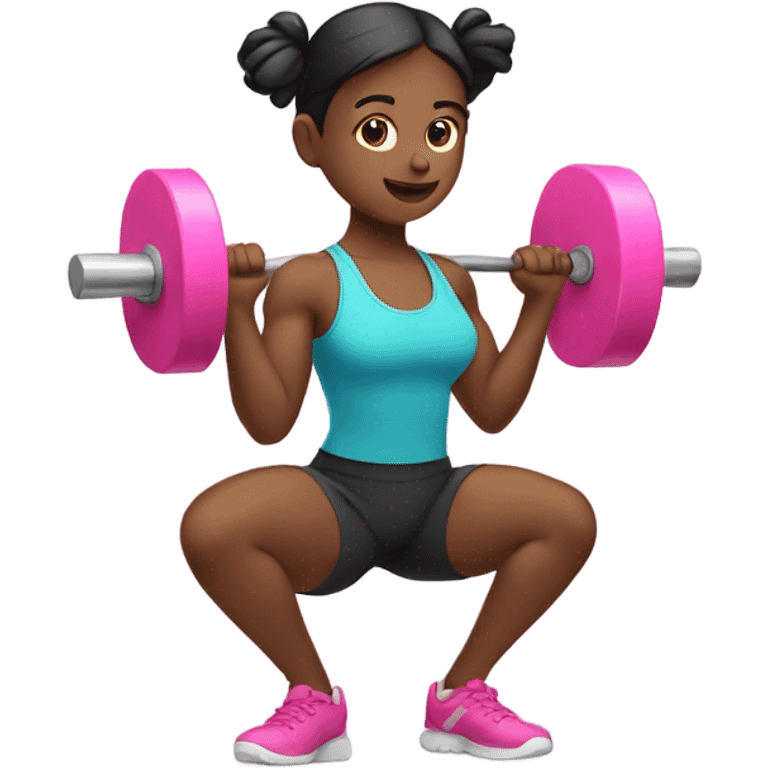 girl lifting pink weights emoji