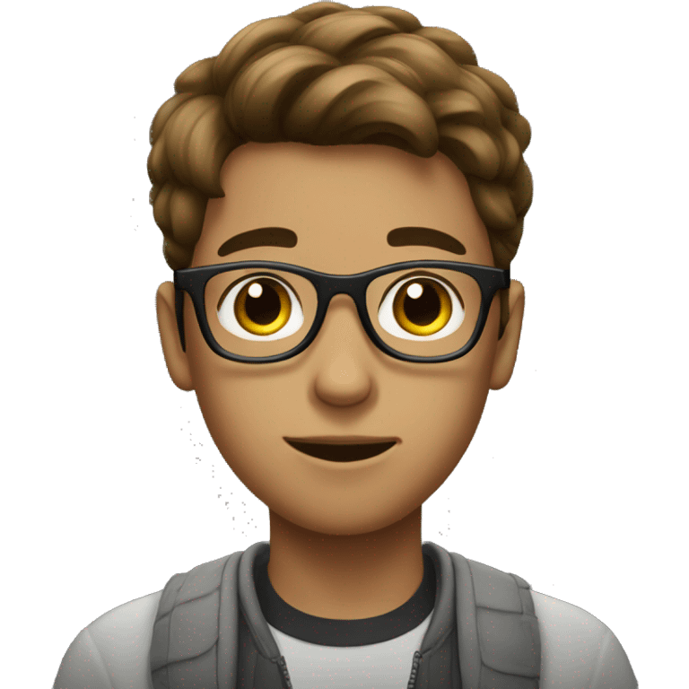 A teenager boy with black sweet and glasses (brown hair) emoji