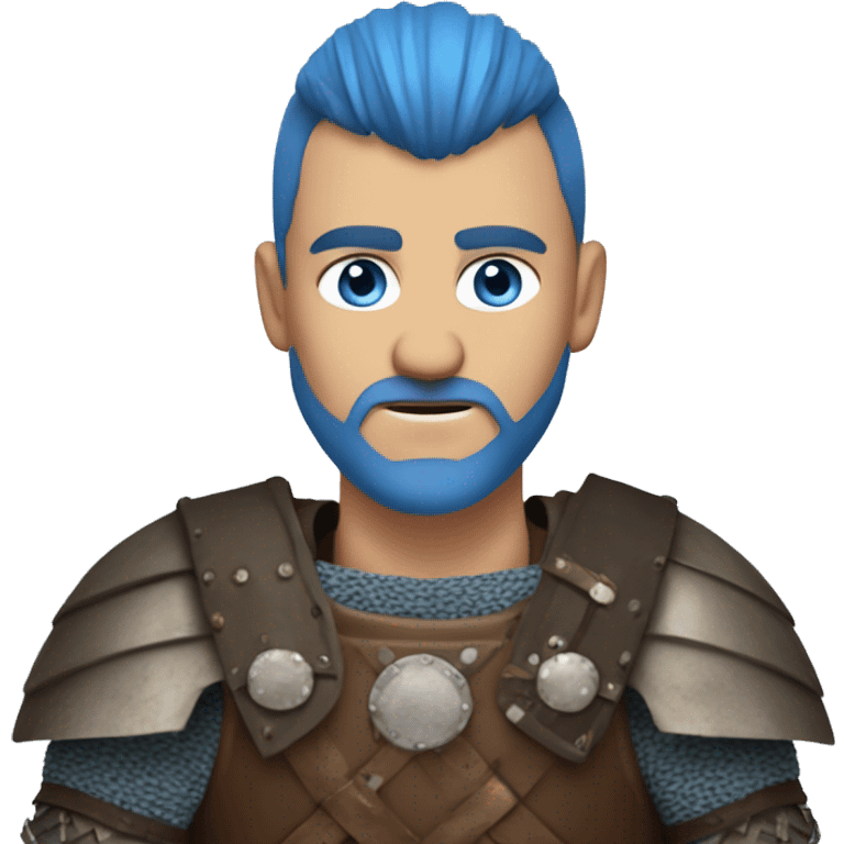 blue eyed man in in Viking armor, mowhawk emoji