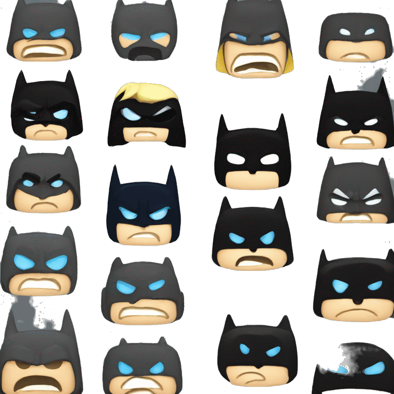 Dark Batman with blue eyes and angry emoji